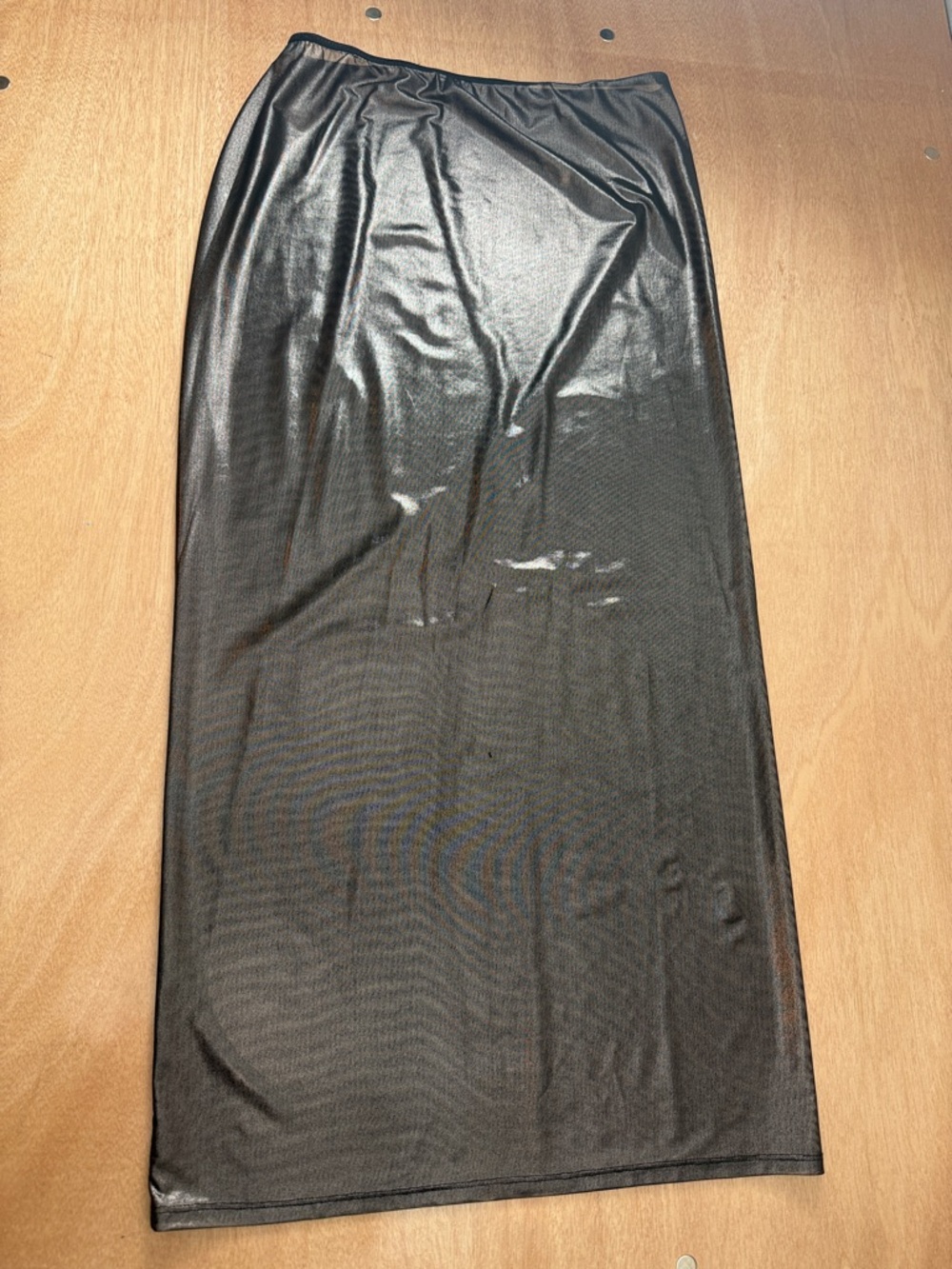 Carbon38 Metallic Sheer Black Midi Skirt